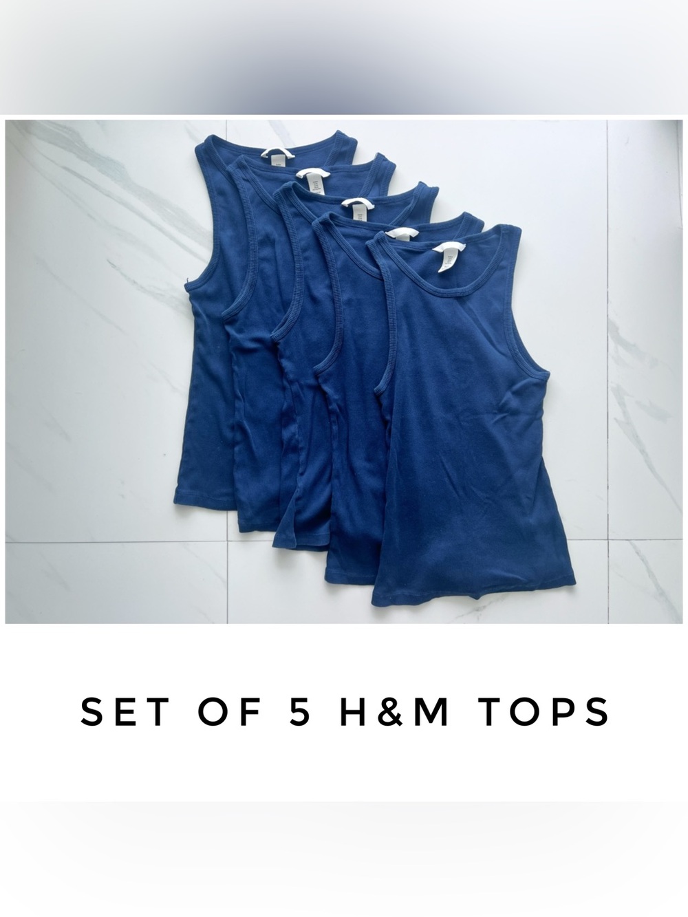 Set of 5 H&M tops size Medium blue cotton silk tank